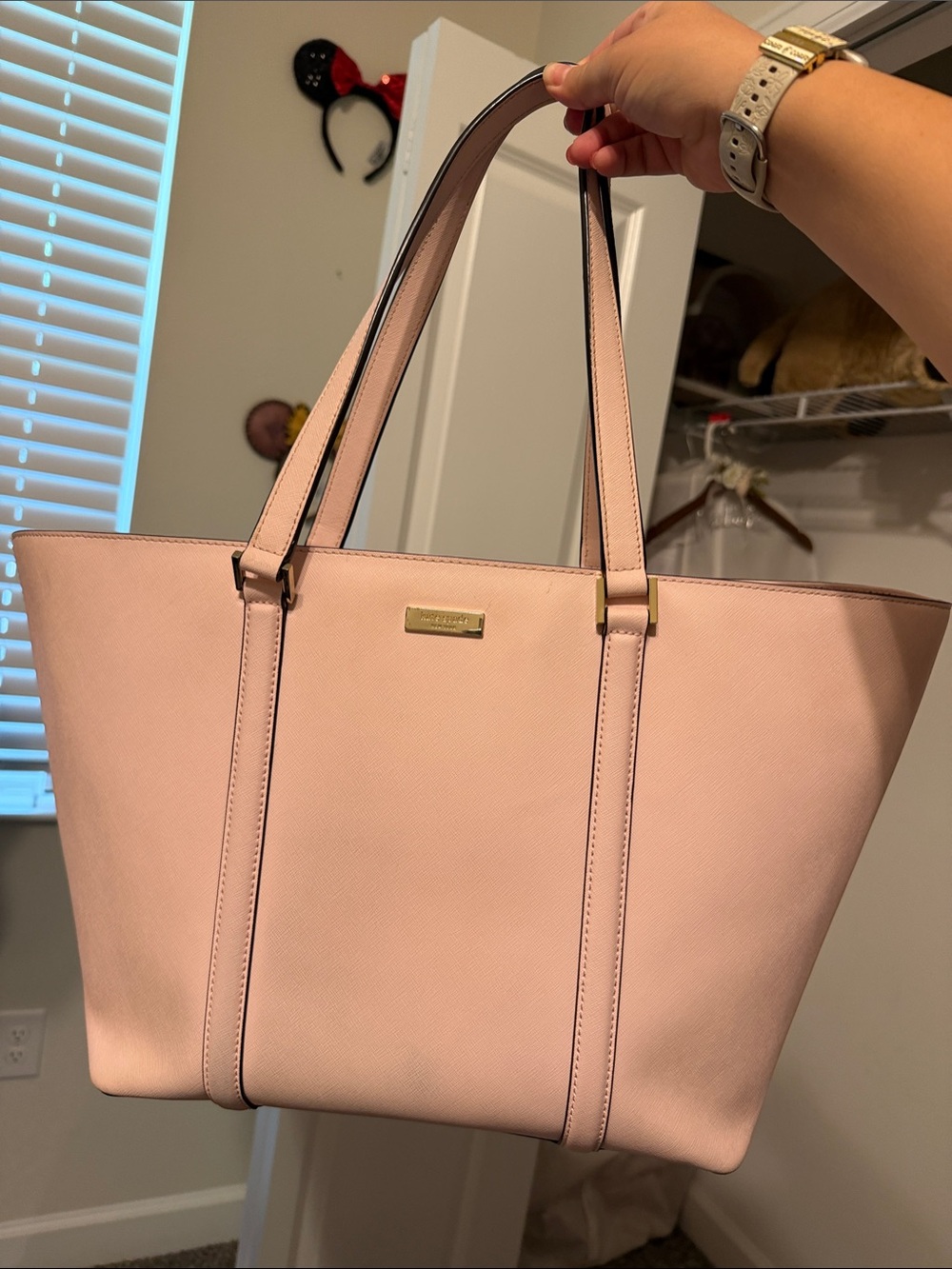 kate spade Blush Pink Saffiano Tote with Gold Hardware